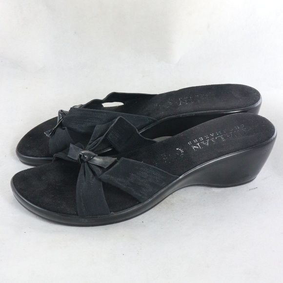 ITALIAN SHOEMAKERS Black Cross Strap Bow Sandals Sz 8 US Women - Picture 5 of 8